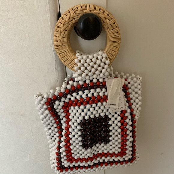 CSD Ulla Johnson Kenya Mini Beaded and Wicker Tote - Picture 3 of 7